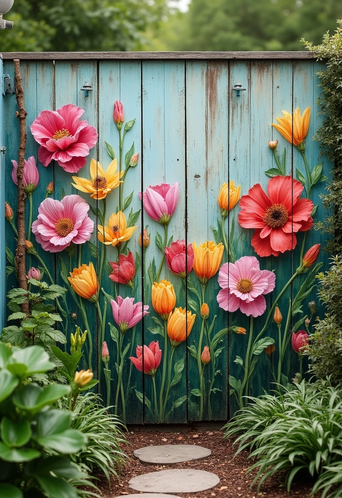 30 Stylish Garden Fence Ideas That Add Privacy and Charm 11 30 Stylish Garden Fence Ideas That Add Privacy and Charm - 11. Painted Fence Murals
