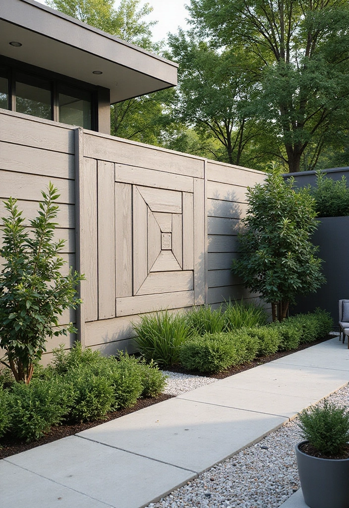30 Stylish Garden Fence Ideas That Add Privacy and Charm 13 30 Stylish Garden Fence Ideas That Add Privacy and Charm - 13. Geometric Panel Fences
