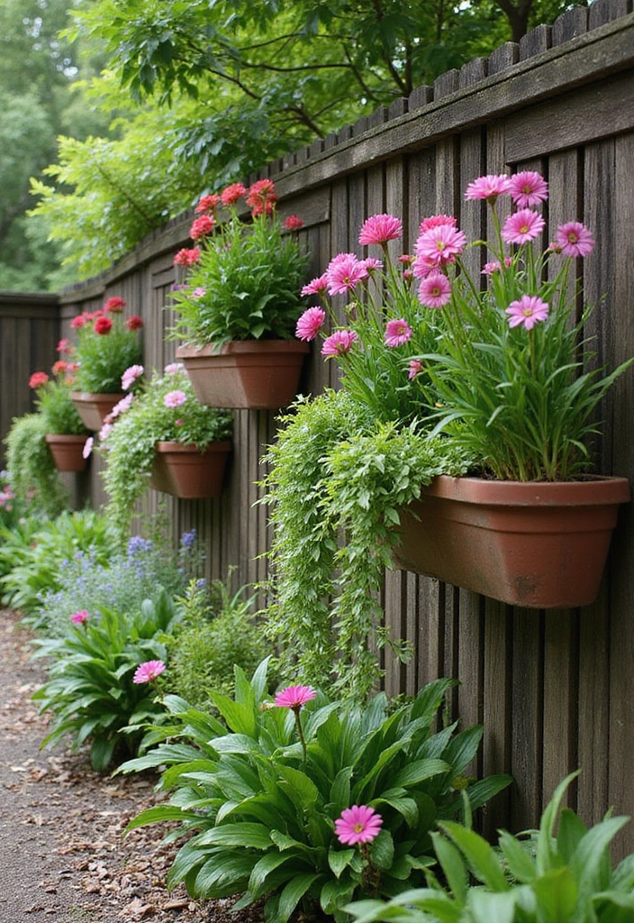 30 Stylish Garden Fence Ideas That Add Privacy and Charm 14 30 Stylish Garden Fence Ideas That Add Privacy and Charm - 14. Fence with Integrated Planters