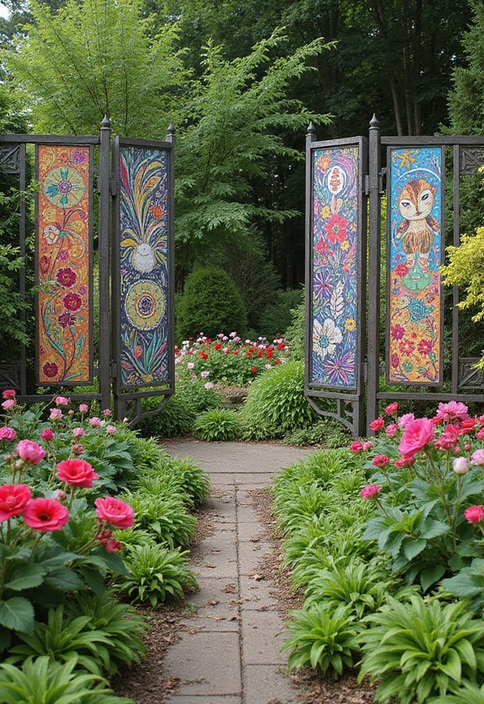 30 Stylish Garden Fence Ideas That Add Privacy and Charm 19 30 Stylish Garden Fence Ideas That Add Privacy and Charm - 19. Artistic Fence Panels