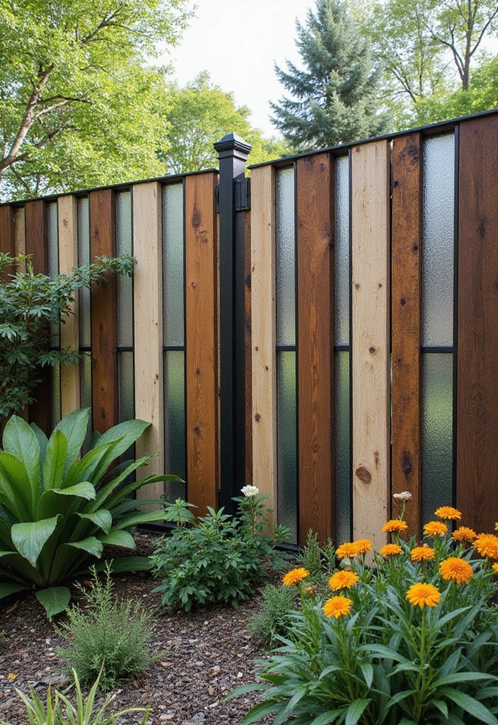 30 Stylish Garden Fence Ideas That Add Privacy and Charm 22 30 Stylish Garden Fence Ideas That Add Privacy and Charm - 22. Mixed Material Fences