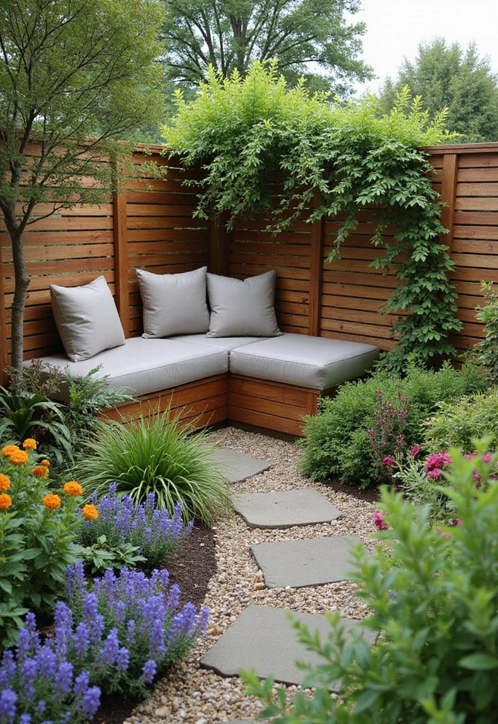 30 Stylish Garden Fence Ideas That Add Privacy and Charm 23 30 Stylish Garden Fence Ideas That Add Privacy and Charm - 23. Fence with Built-in Seating