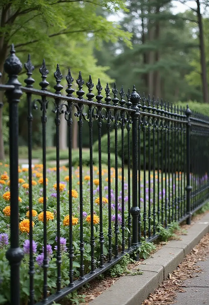 30 Stylish Garden Fence Ideas That Add Privacy and Charm 9 30 Stylish Garden Fence Ideas That Add Privacy and Charm - 9. Ornamental Iron Fences