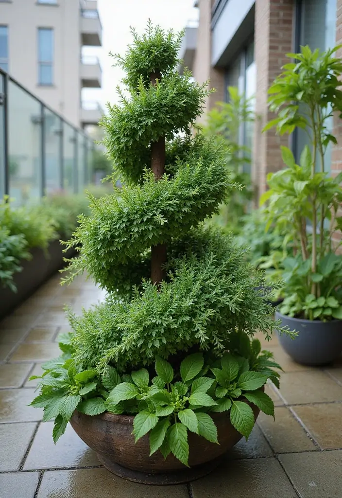 30 Terrace Garden Ideas That Redefine Outdoor Living 20 30 Terrace Garden Ideas That Redefine Outdoor Living - 20. Herb Spirals: The Fun of Vertical Gardening