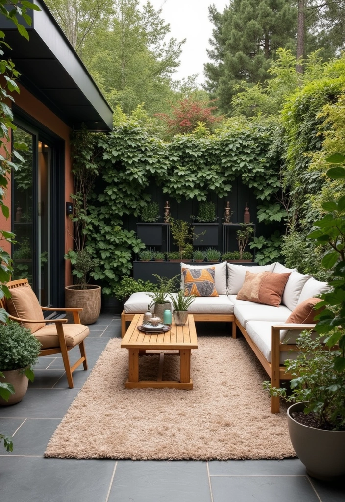 30 Terrace Garden Ideas That Redefine Outdoor Living 21 30 Terrace Garden Ideas That Redefine Outdoor Living - 21. Outdoor Rugs: Adding Comfort and Style