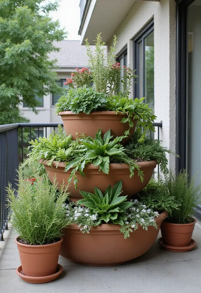 30 Tiered Garden Ideas That Add Layers of Beauty 12 30 Tiered Garden Ideas That Add Layers of Beauty - 12. Tiered Container Gardens