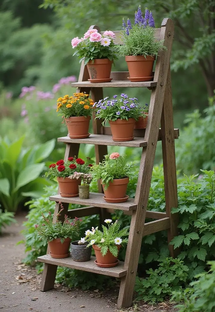 30 Tiered Garden Ideas That Add Layers of Beauty 14 30 Tiered Garden Ideas That Add Layers of Beauty - 14. Garden Ladder Planter