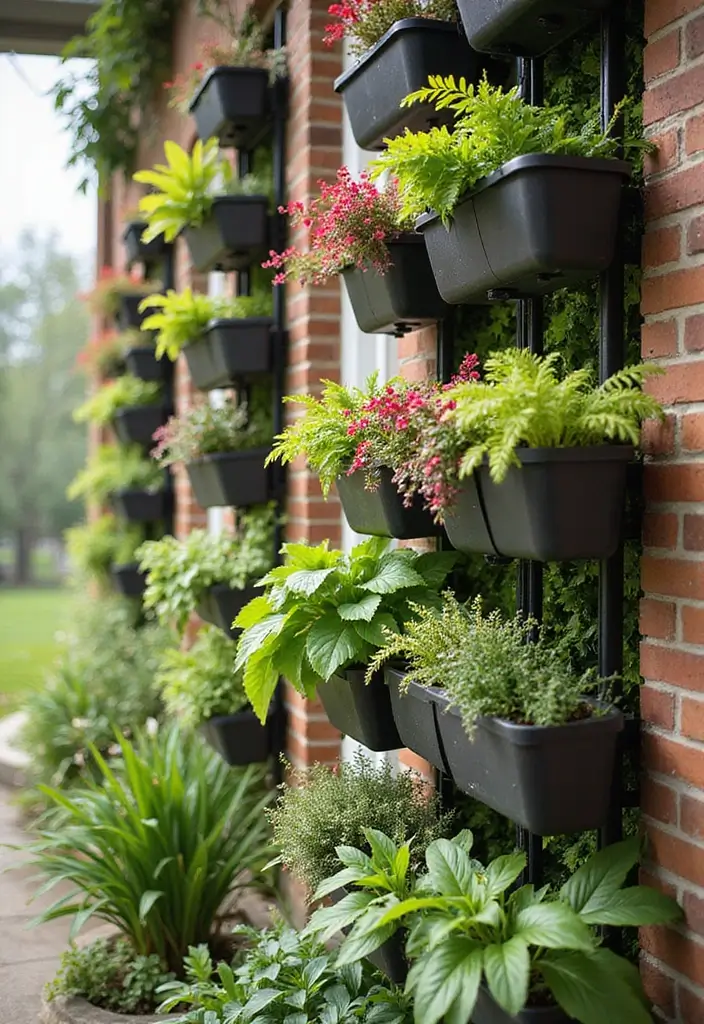 30 Tiered Garden Ideas That Add Layers of Beauty 15 30 Tiered Garden Ideas That Add Layers of Beauty - 15. Hanging Vertical Garden with Planters