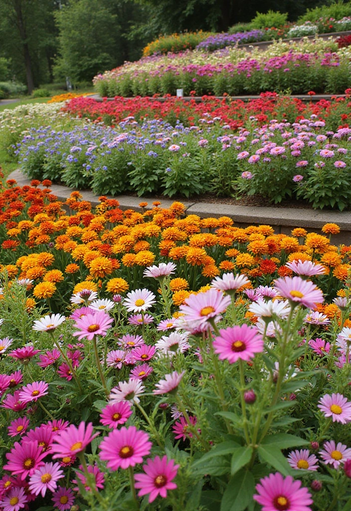 30 Tiered Garden Ideas That Add Layers of Beauty 24 30 Tiered Garden Ideas That Add Layers of Beauty - 24. Fill with Colorful Annuals