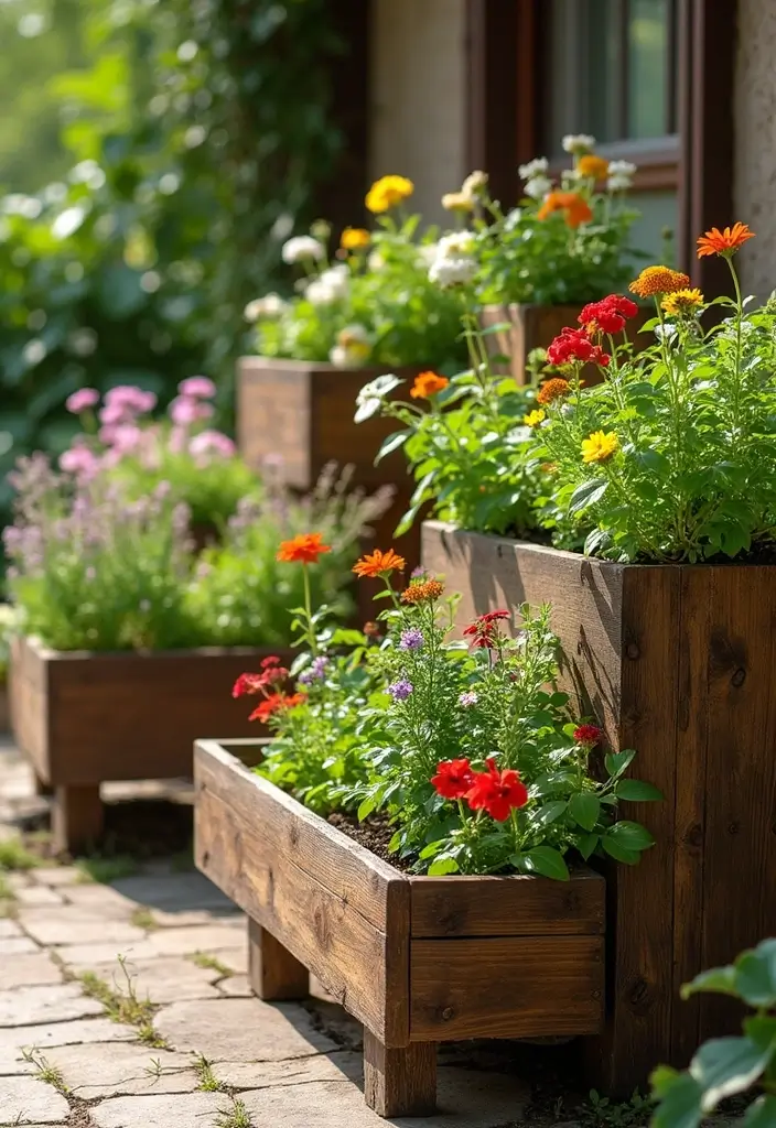 30 Tiered Garden Ideas That Add Layers of Beauty 6 30 Tiered Garden Ideas That Add Layers of Beauty - 6. Wooden Stacked Planters