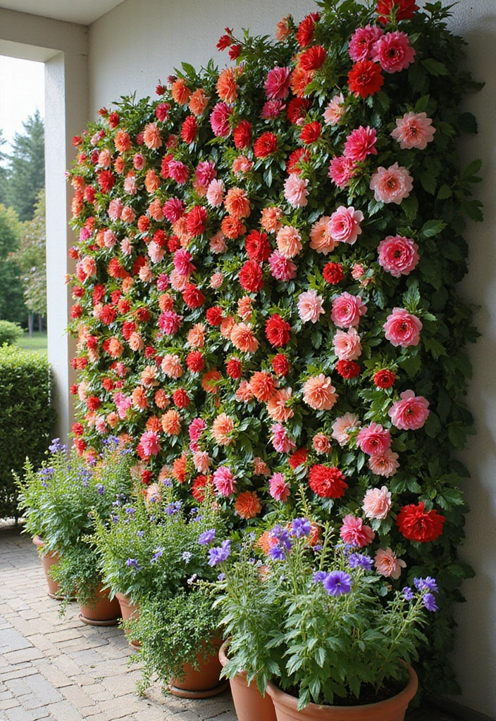 30 Tiered Garden Ideas That Add Layers of Beauty 8 30 Tiered Garden Ideas That Add Layers of Beauty - 8. Vertical Flower Wall