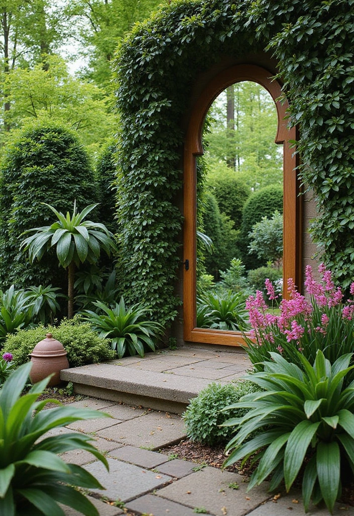 30 Tiny Garden Design Ideas That Look Surprisingly Spacious 23 30 Tiny Garden Design Ideas That Look Surprisingly Spacious - 23. Using Mirrors in Gardens