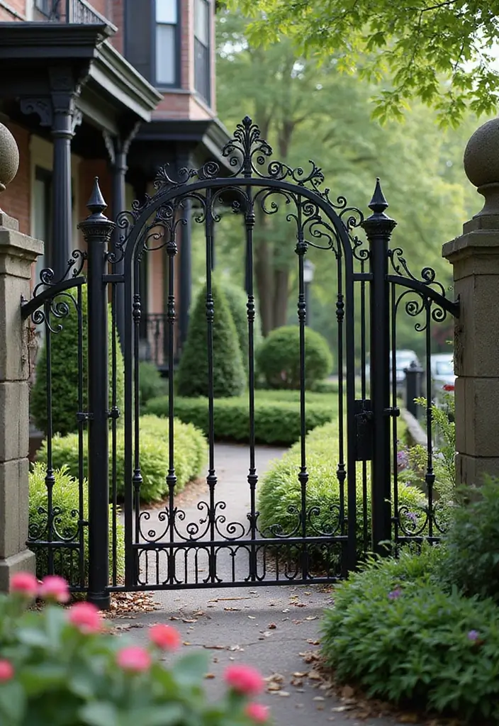 30 Victorian Front Garden Ideas Full of Elegance and Charm 1 30 Victorian Front Garden Ideas Full of Elegance and Charm - 1. Ornate Wrought Iron Fencing