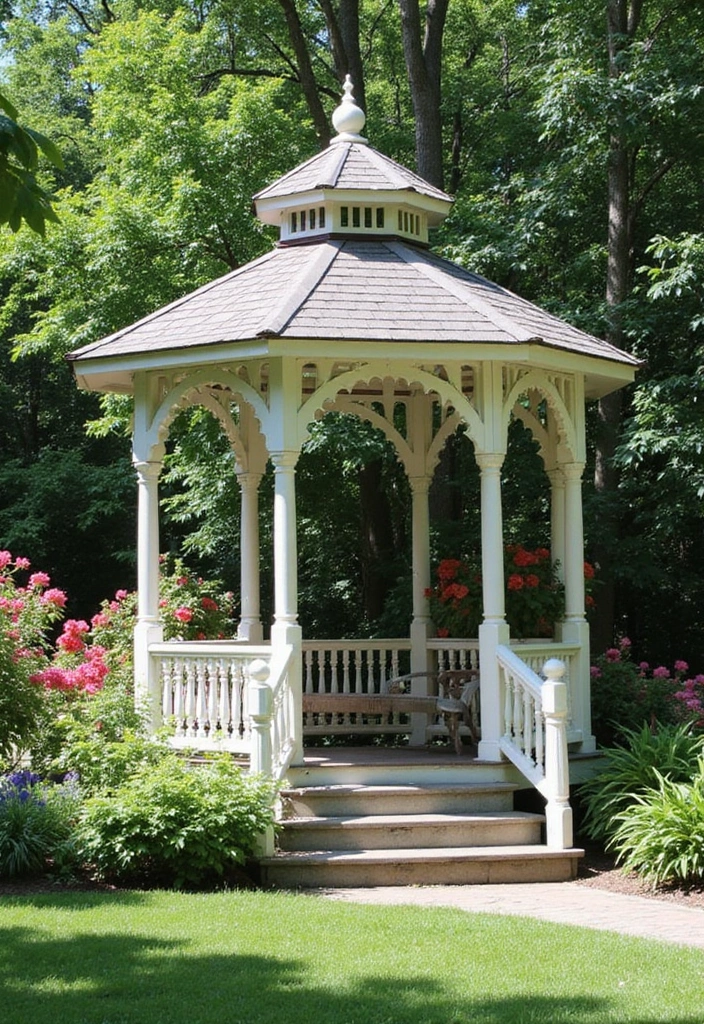 30 Victorian Front Garden Ideas Full of Elegance and Charm 13 30 Victorian Front Garden Ideas Full of Elegance and Charm - 13. Victorian-style Gazebo
