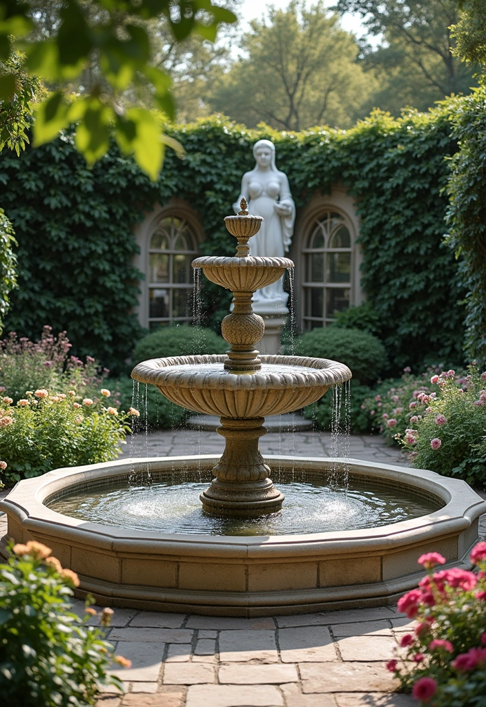 30 Victorian Front Garden Ideas Full of Elegance and Charm 6 30 Victorian Front Garden Ideas Full of Elegance and Charm - 6. Statues and Fountains