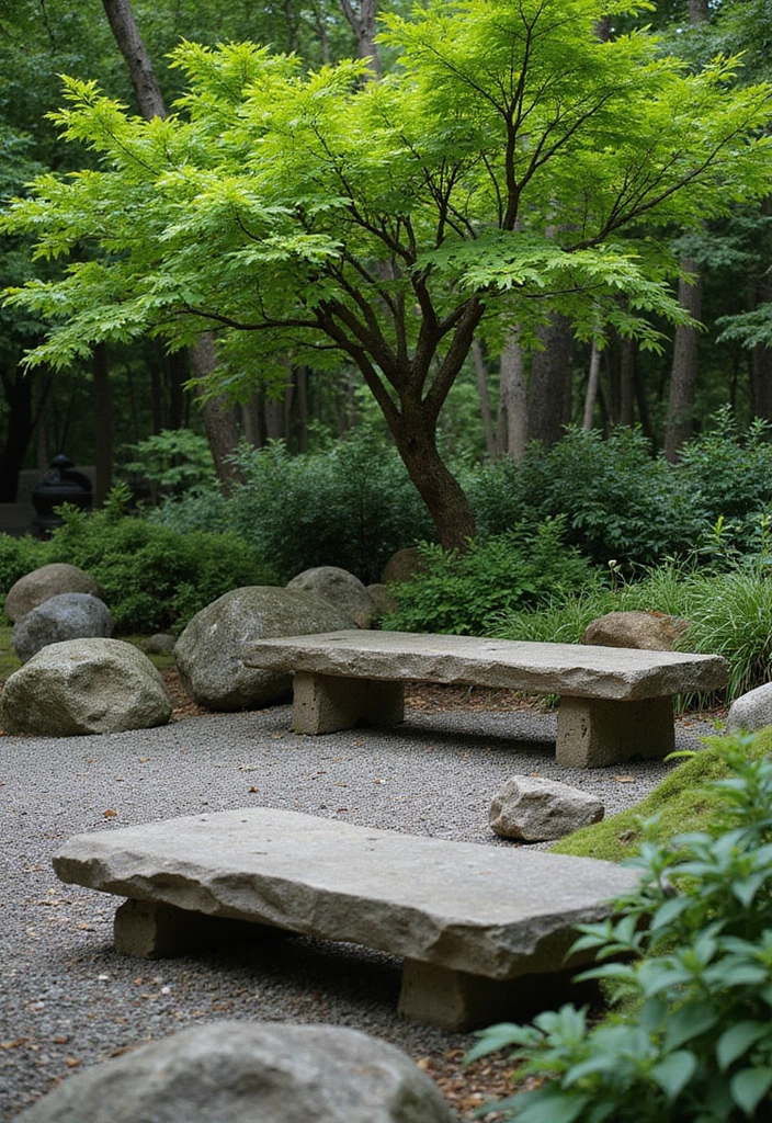 30 Zen Garden Ideas That Bring Peace and Serenity 11 30 Zen Garden Ideas That Bring Peace and Serenity - 11. Natural Stone Benches