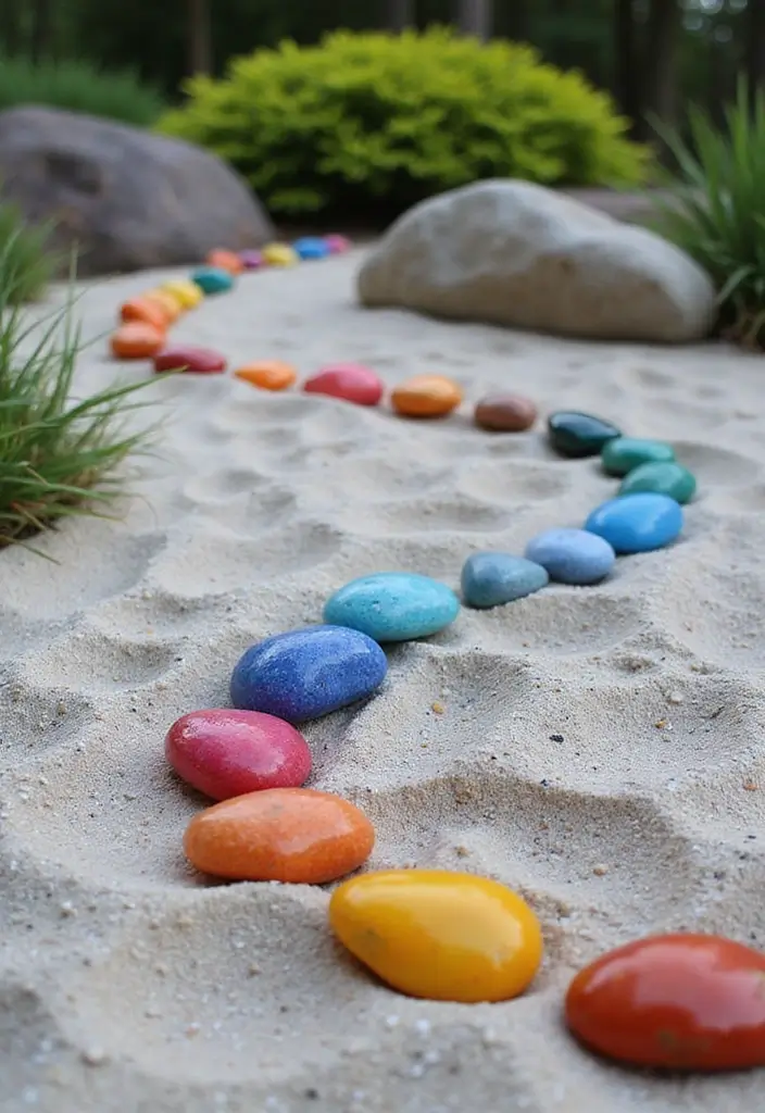 30 Zen Garden Ideas That Bring Peace and Serenity 13 30 Zen Garden Ideas That Bring Peace and Serenity - 13. Colorful Pebble Designs