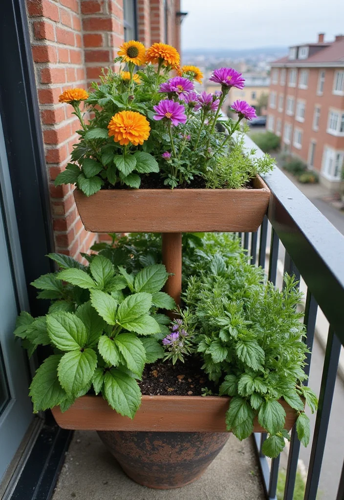10 Balcony Planter Ideas for Small Space Growing - 2. Tiered Planter Boxes