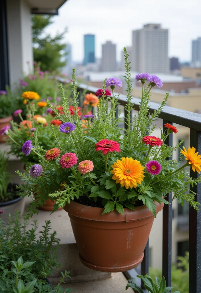 10 Balcony Planter Ideas for Small Space Growing - 3. Hanging Baskets