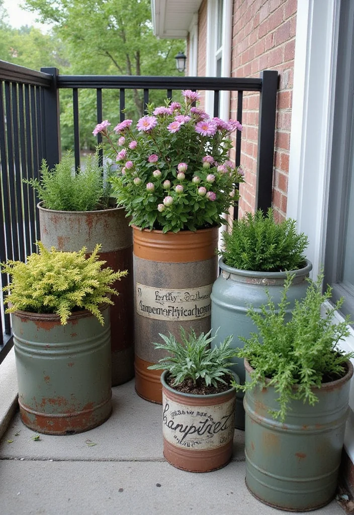 10 Balcony Planter Ideas for Small Space Growing - 4. Repurposed Containers