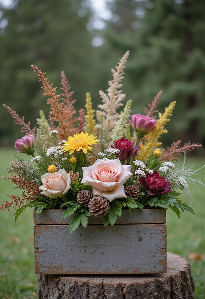 10 Fall Flower Boxes Ideas for Warm Seasonal Charm - 10. Seasonal Varieties for a Nature-Inspired Look