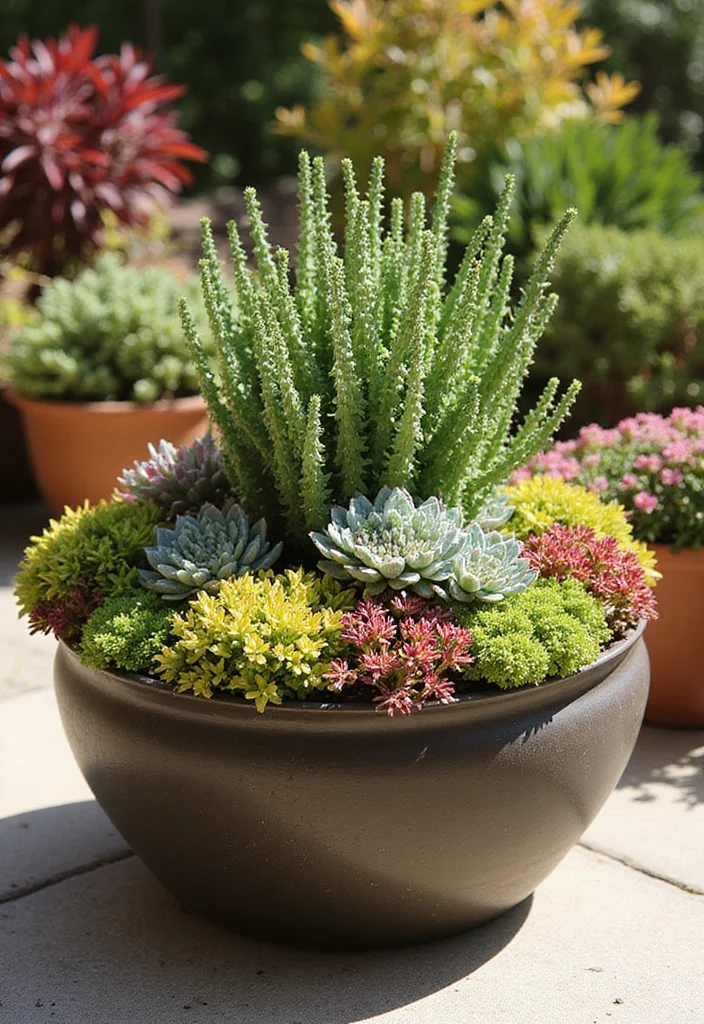 10 Fall Flower Boxes Ideas for Warm Seasonal Charm - 9. Sedum for Low-Maintenance Beauty