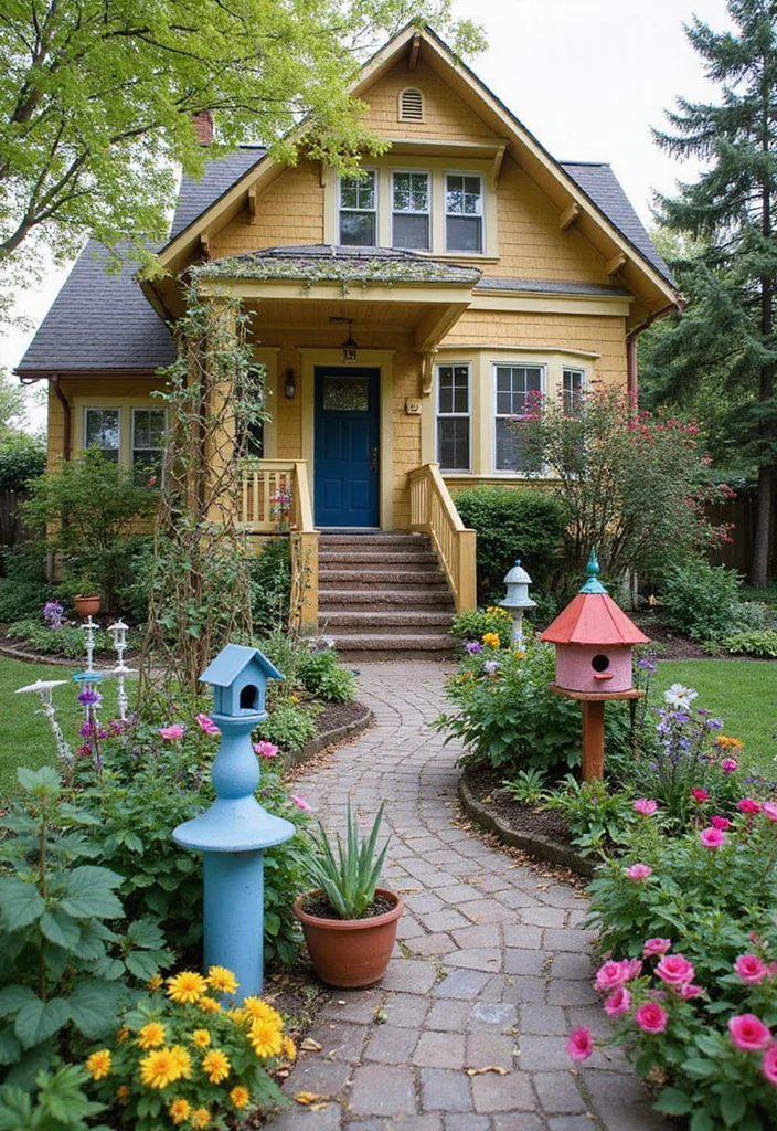 10 No Grass Front Yard Ideas for Low Water Living - 10. DIY Art Installations: Personal Touches