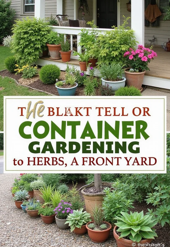 10 No Grass Front Yard Ideas for Low Water Living - 9. Container Gardens: Flexibility and Style