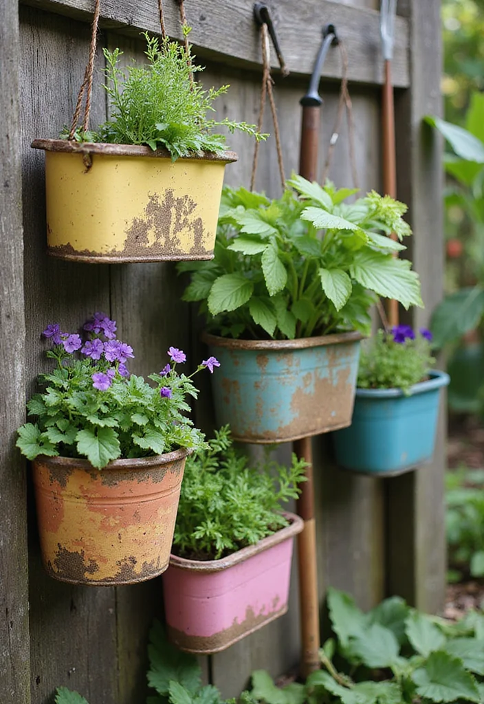 10 Outdoor Wall Planter Ideas for Vertical Greenery - 5. Upcycled Container Planters
