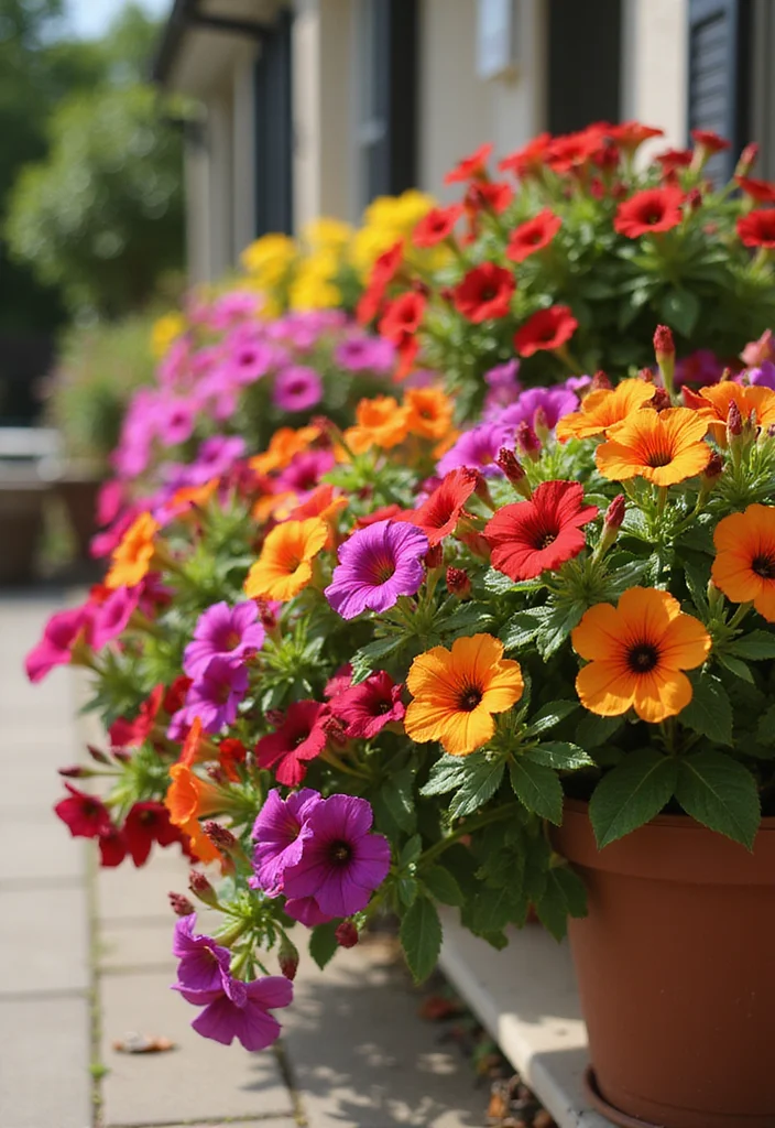 10 Patio Flowers Ideas for Bright Seasonal Color - 1. Petunias: A Colorful Cascade