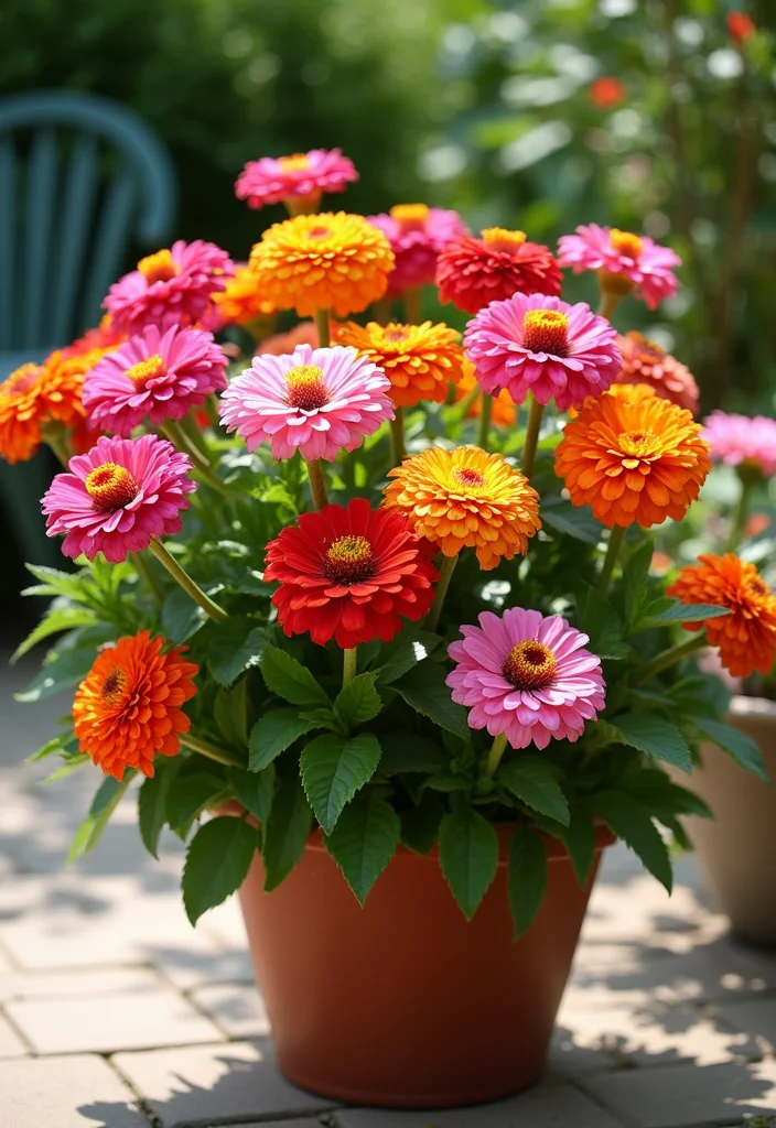 10 Patio Flowers Ideas for Bright Seasonal Color - 9. Zinnias: A Burst of Color