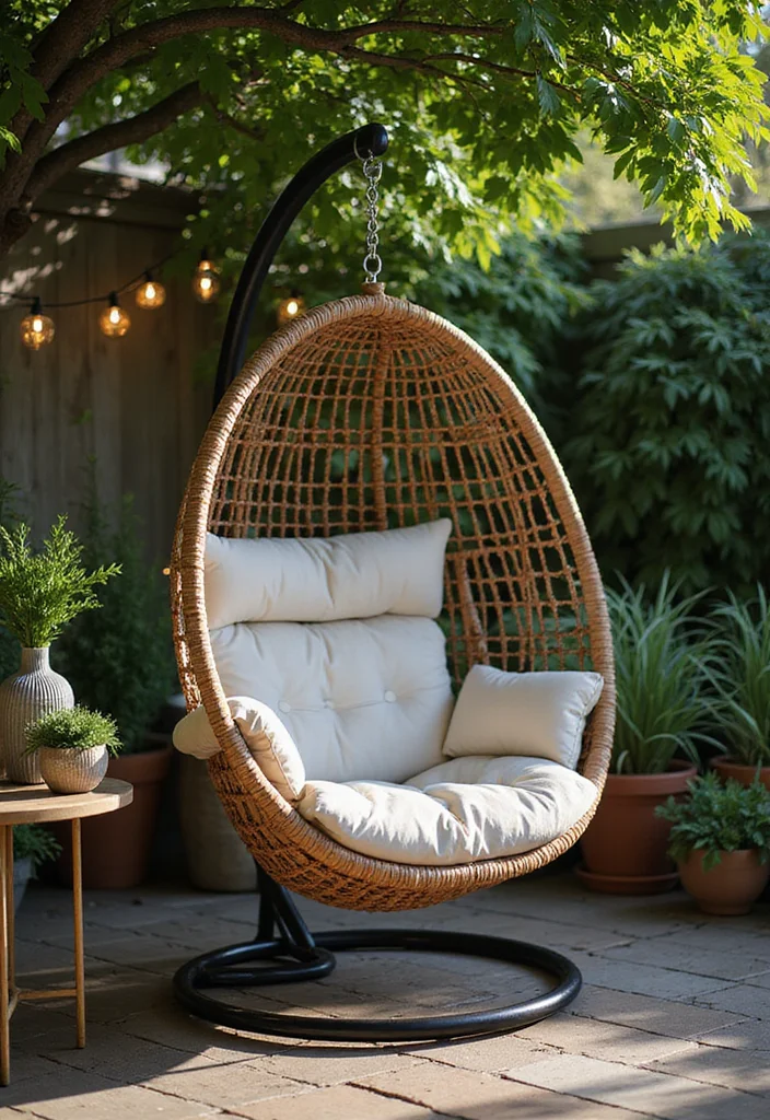 10 Patio Seating Ideas for Relaxed Everyday Use - 1. Hanging Chair Haven