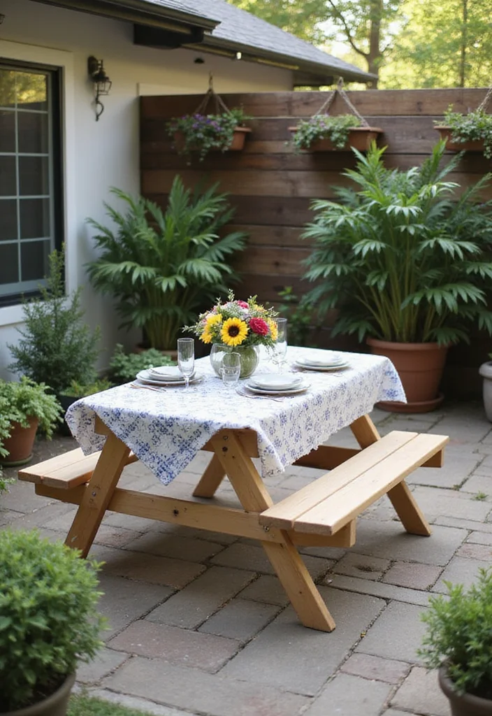 10 Patio Seating Ideas for Relaxed Everyday Use - 10. Portable Picnic Tables