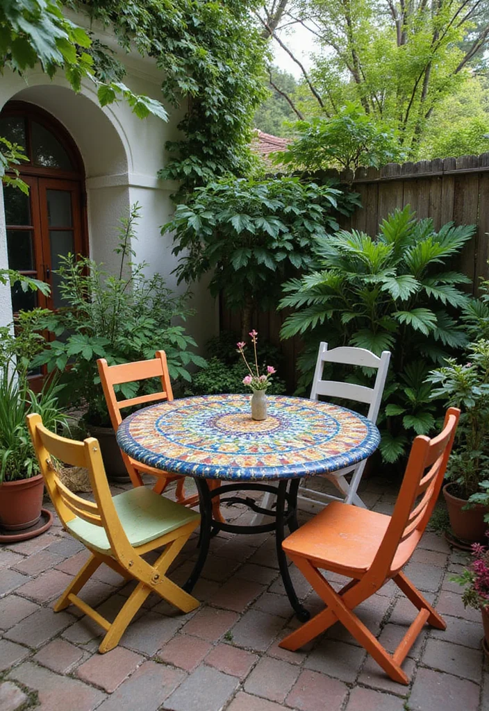 10 Patio Seating Ideas for Relaxed Everyday Use - 7. Mosaic Tile Tables