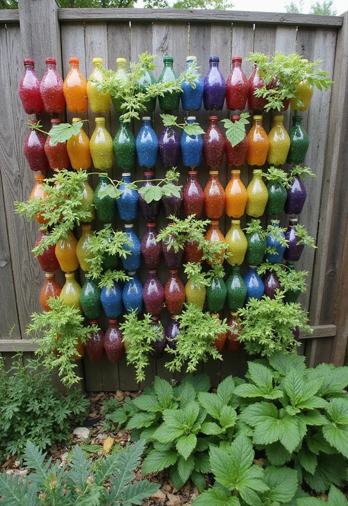 10 Planter Ideas to Add Color and Shape to Any Space 67 10 Planter Ideas to Add Color and Shape to Any Space 7. Creative Vertical Garden with Bottles