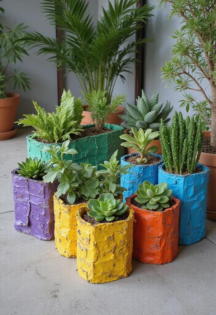 10 Rectangle Planter Ideas for Clean Modern Lines - 10. Recycled Materials Planters