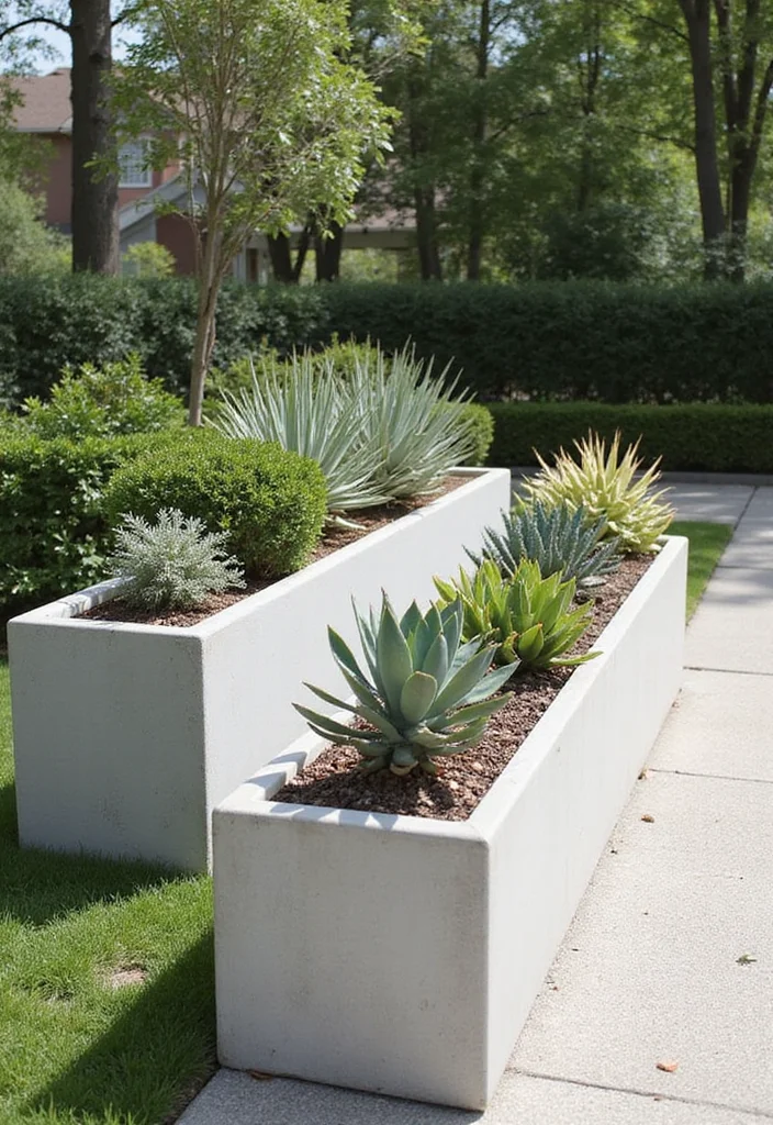 10 Rectangle Planter Ideas for Clean Modern Lines - 2. Sleek Concrete Planters