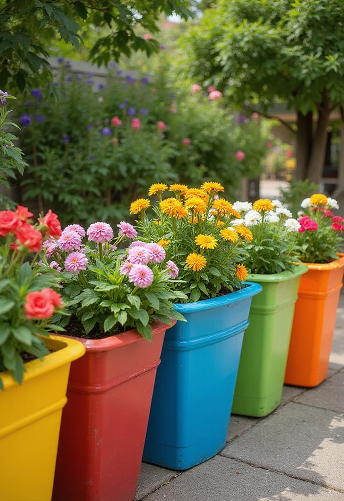 10 Rectangle Planter Ideas for Clean Modern Lines - 7. Colorful Decorative Planters