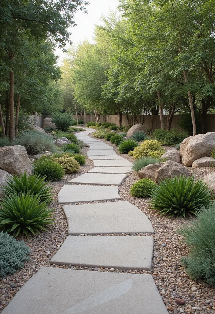 10 Rock and Mulch Landscaping Ideas for Easy Low Care Style - 3. Xeriscape Pathways