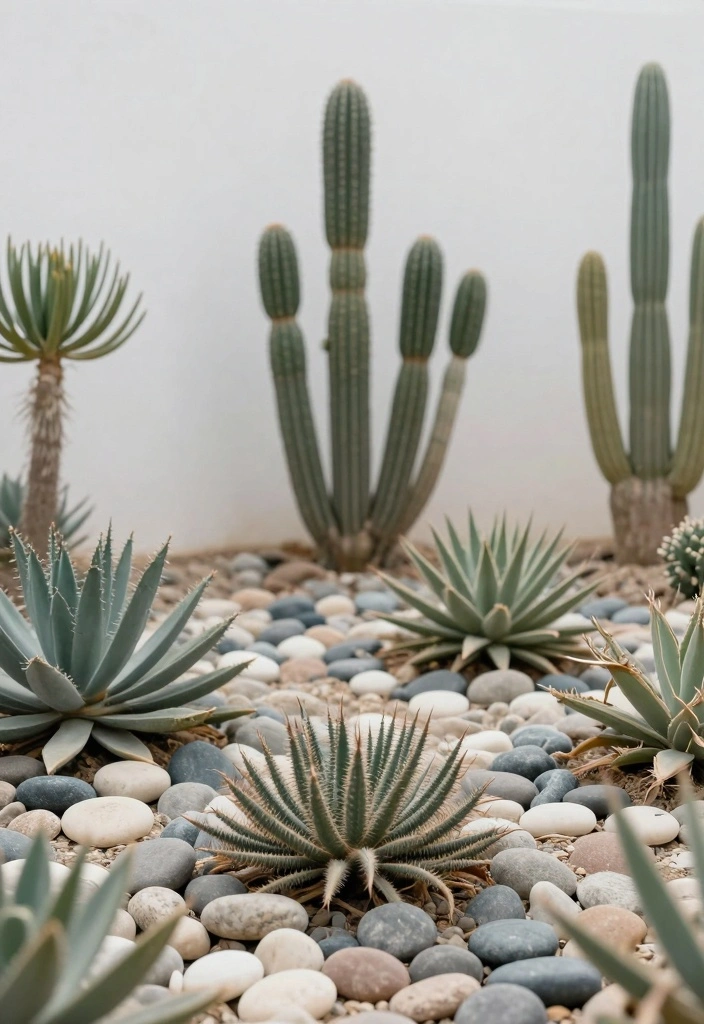 10 Rock and Mulch Landscaping Ideas for Easy Low Care Style - 5. Desert Oasis with Pebbles