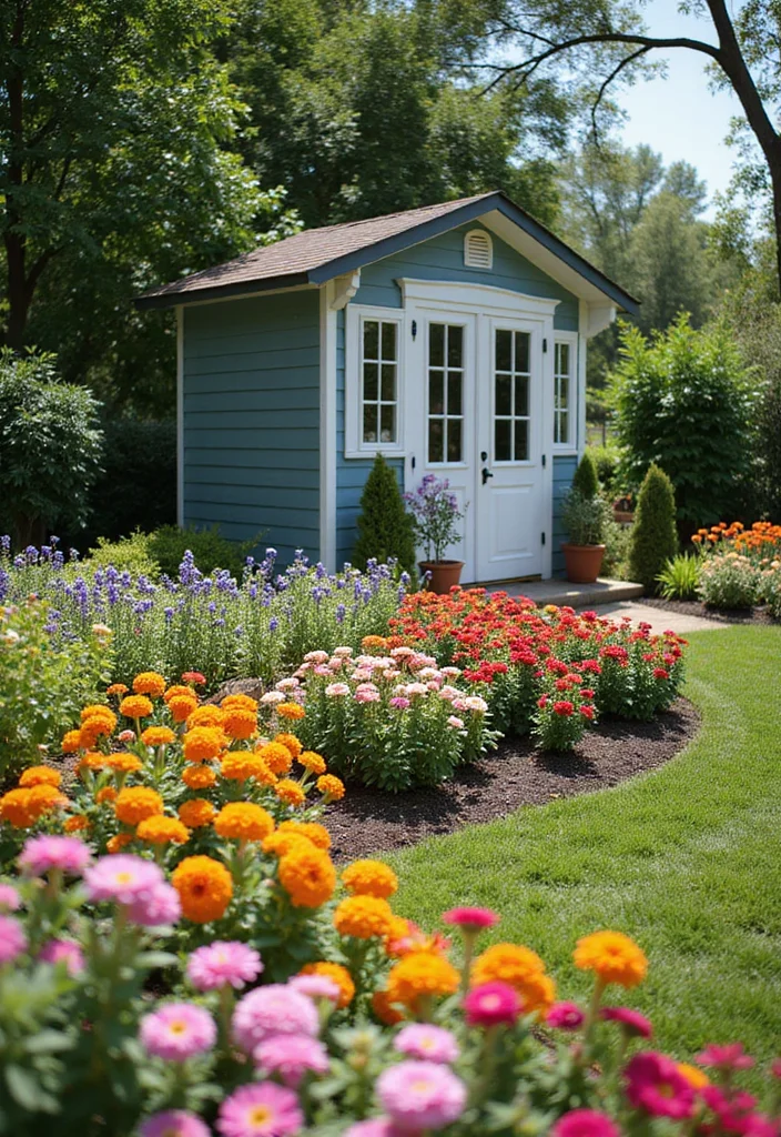 10 Shed Landscaping Ideas to Blend Storage Into the Yard - 1. Flower Power: Surround Your Shed with Blooms