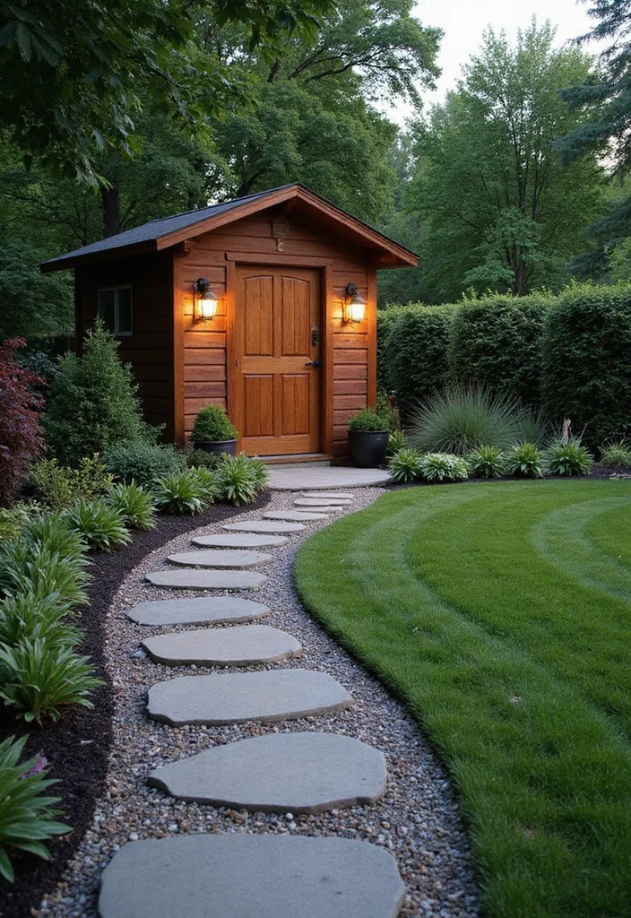 10 Shed Landscaping Ideas to Blend Storage Into the Yard - 6. Pathway Perfection