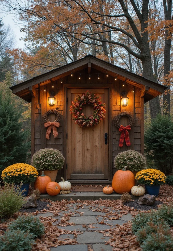 10 Shed Landscaping Ideas to Blend Storage Into the Yard - 9. Seasonal Decor