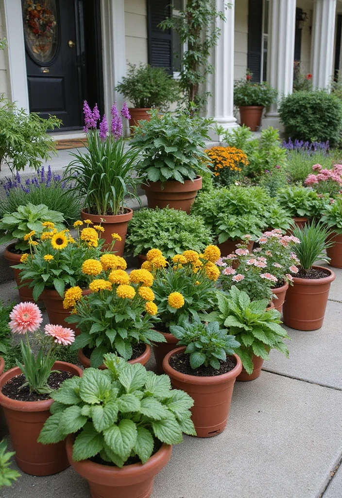 10 Small Front Yard Landscaping Ideas Townhouse Friendly - 2. Container Gardening Wonders