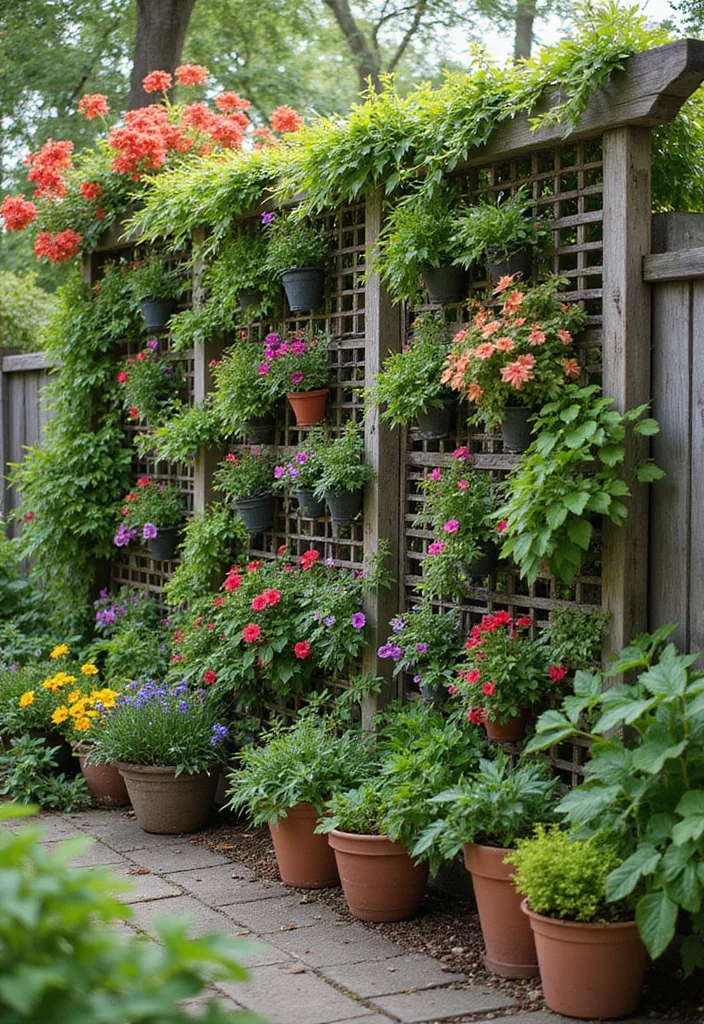 12 Backyard Flower Garden Ideas for Color All Season - 6. Vertical Gardening Vibes