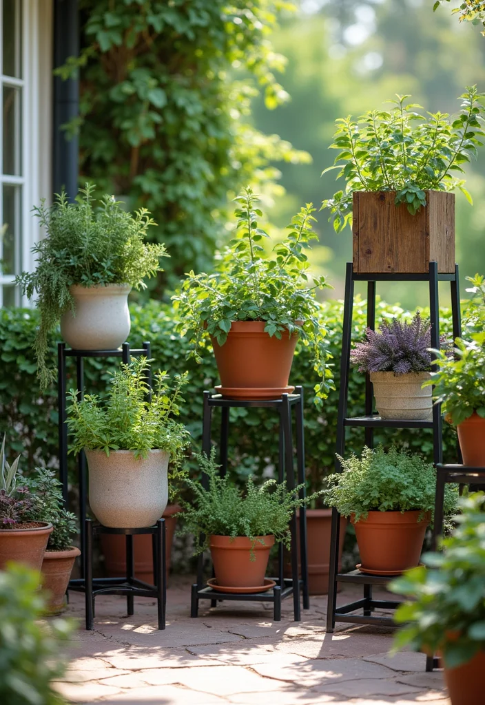 12 Backyard Patio Ideas on a Budget for Smart Upgrades - 12. Plant Stands for Layers