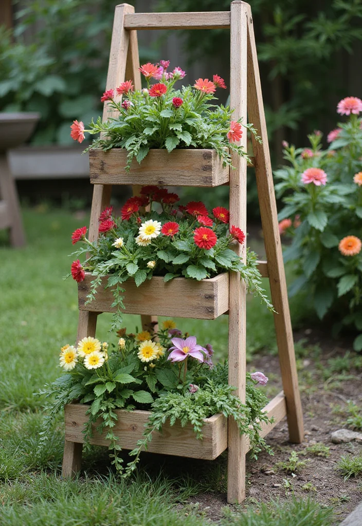 12 Flower Planter Box Ideas for Easy Seasonal Color 1 12 Flower Planter Box Ideas for Easy Seasonal Color - 1. Ladder Planter Box