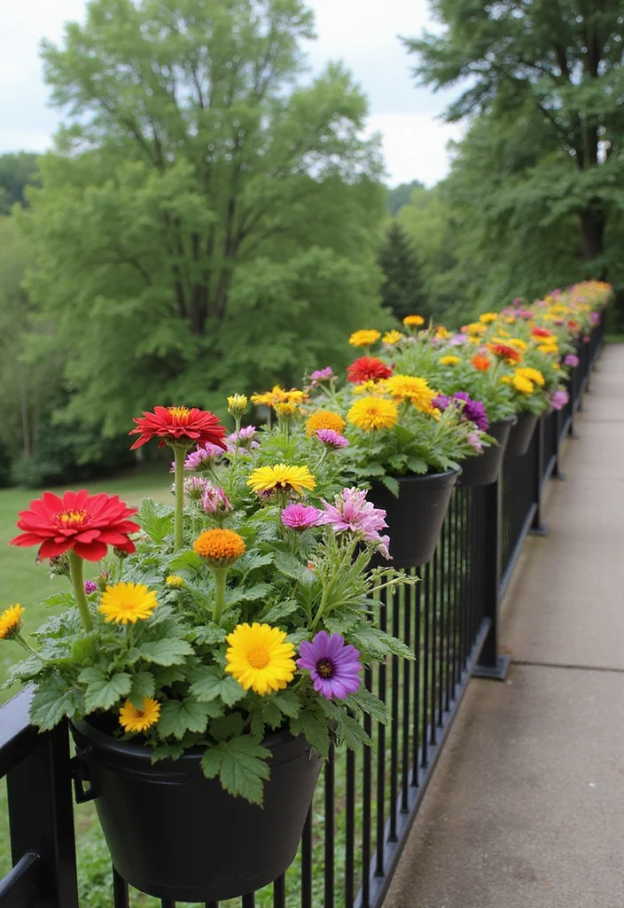 12 Flower Planter Box Ideas for Easy Seasonal Color 67 12 Flower Planter Box Ideas for Easy Seasonal Color - 7. Vertical Garden Rail Planters