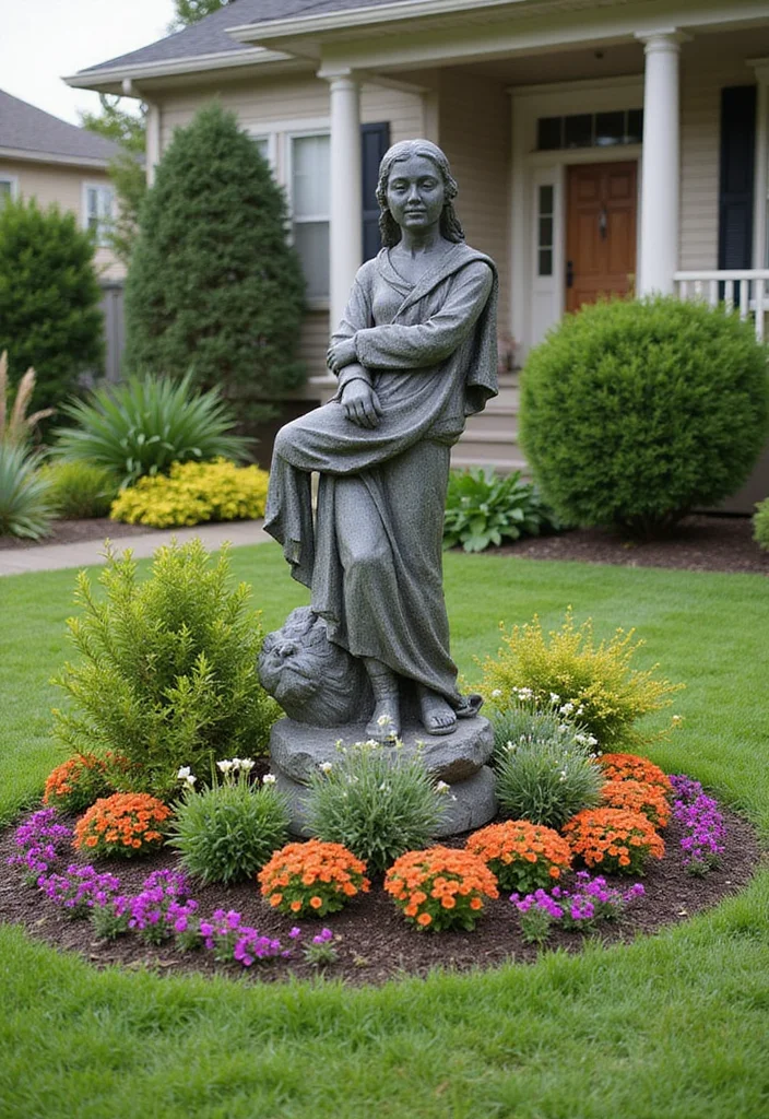 12 Front Yard Landscaping Ideas That Will Boost Your Curb Appeal - 11. Focal Points: Unique Statues or Art