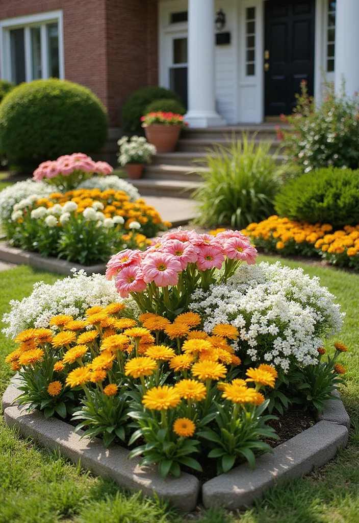 12 Front Yard Landscaping Ideas That Will Boost Your Curb Appeal - 12. Seasonal Flower Displays for Year-Round Appeal